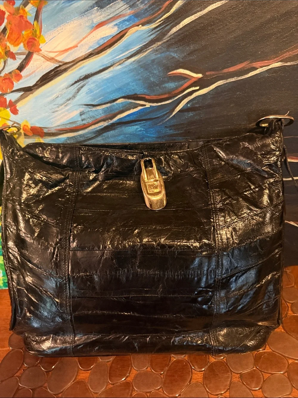 💚Shiny Very Soft Leathe, Shoulder Bag with Gold Hardware